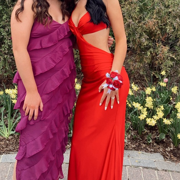 Red Cutout Prom Dress - Picture 3 of 4